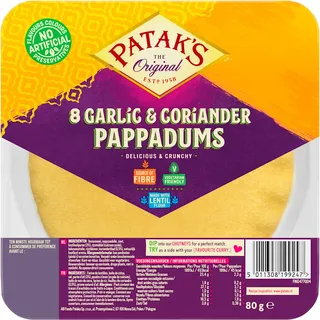 Patak's Pappadums garlic coriander kant en klaar