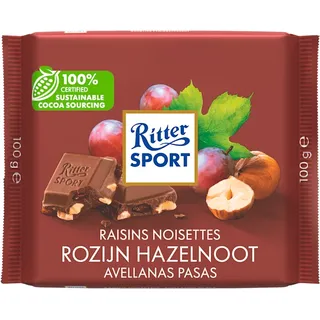 Ritter Sport Melkchocolade rozijn hazelnoot