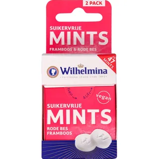 Wilhelmina Suikervrije mints framboos rode bes 2-pack