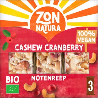 Zonnatura Cashew & cranberry notenreep 3-pack